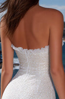 Load image into Gallery viewer, Sparkly Ivory Sweetheart Bodycon Ruffled Short Graduation Dress