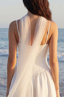 Load image into Gallery viewer, Ivory Neck Scarf A Line Long Wedding Reception Dress
