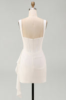 Load image into Gallery viewer, Ivory Thick Straps Corset Ruched Short Graduation Dress with Ruffles