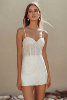 Load image into Gallery viewer, Sparkly Ivory Sequins Bodycon Corset Short Graduation Dress