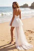 Load image into Gallery viewer, Ivory A Line Sweetheart Short Bridal Shower Dress with Cape