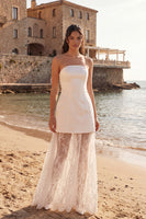 Load image into Gallery viewer, Ivory Sheath Strapless Long Wedding Reception Dress with Lace