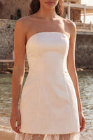 Load image into Gallery viewer, Ivory Sheath Strapless Long Wedding Reception Dress with Lace