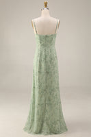 Load image into Gallery viewer, Floral Dusty Sage Maxi A Line Prom Dress with Cape