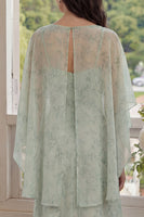 Load image into Gallery viewer, Floral Dusty Sage Maxi A Line Prom Dress with Cape