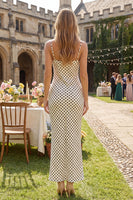 Load image into Gallery viewer, Black and White Dots Spaghetti Straps Mermaid Maxi Prom Dress