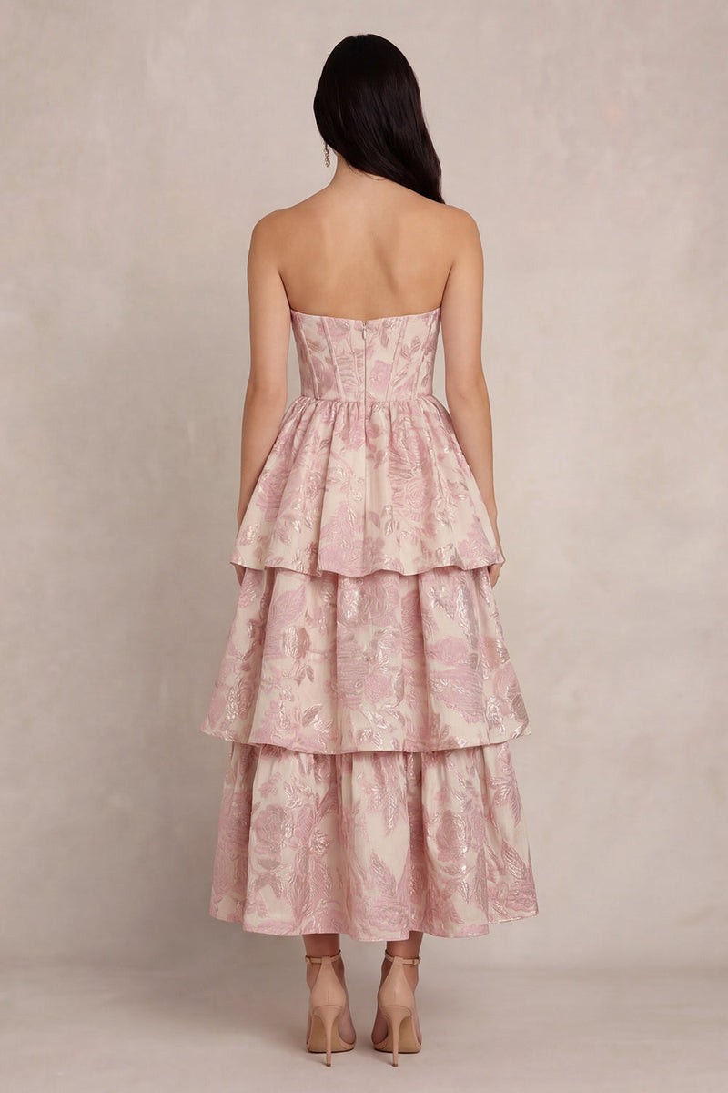 Load image into Gallery viewer, Blush Sweetheart Corset A Line Floral Maxi Prom Dress with Ruffles