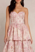 Load image into Gallery viewer, Blush Sweetheart Corset A Line Floral Maxi Prom Dress with Ruffles