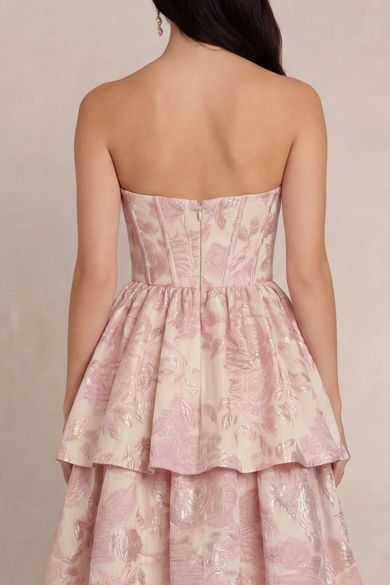 Load image into Gallery viewer, Blush Sweetheart Corset A Line Floral Maxi Prom Dress with Ruffles