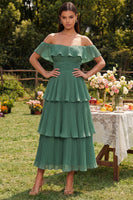 Load image into Gallery viewer, Eucalyptus Tiered A Line Maxi Prom Dress with Ruffles