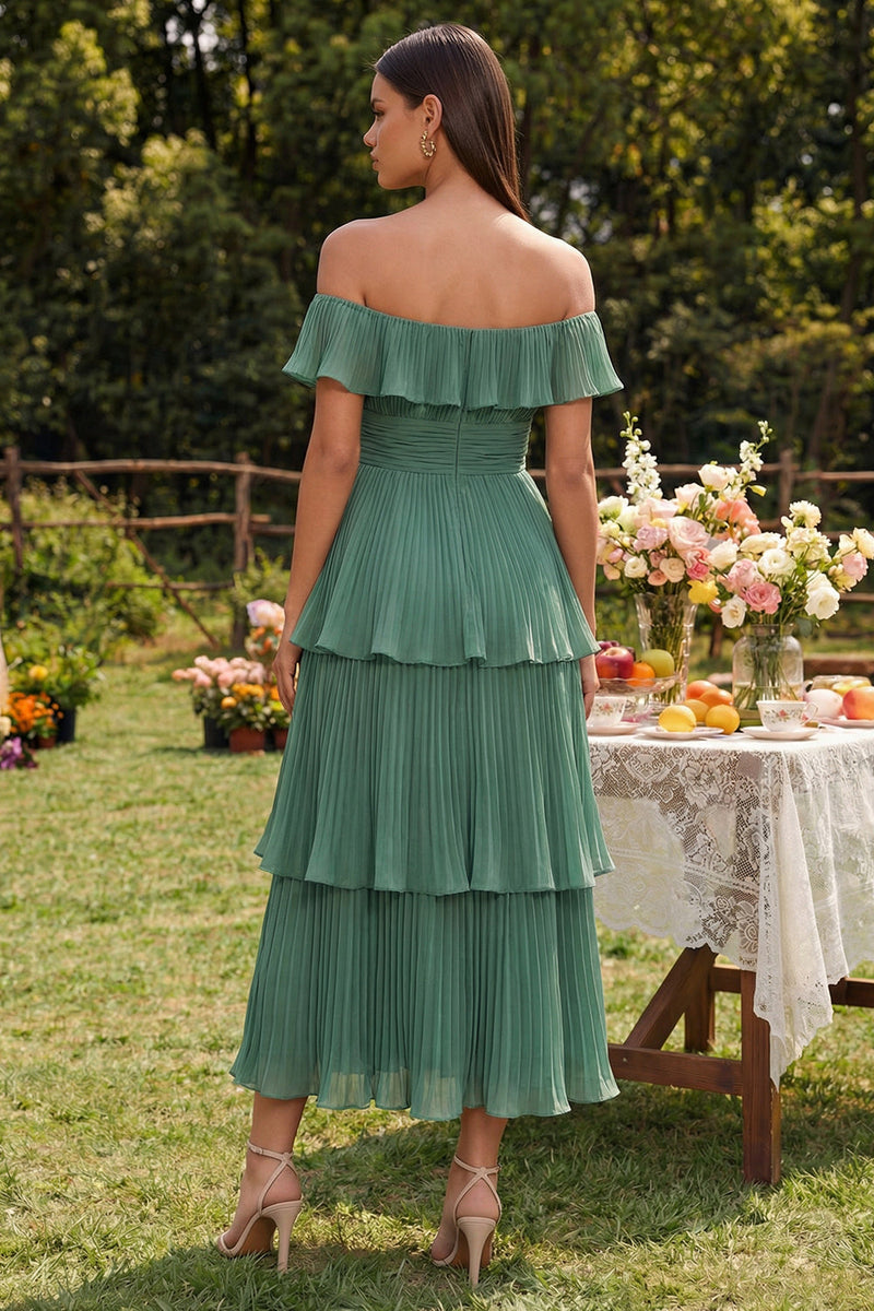 Load image into Gallery viewer, Eucalyptus Tiered A Line Maxi Prom Dress with Ruffles