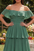 Load image into Gallery viewer, Eucalyptus Tiered A Line Maxi Prom Dress with Ruffles