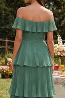 Load image into Gallery viewer, Eucalyptus Tiered A Line Maxi Prom Dress with Ruffles