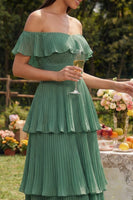 Load image into Gallery viewer, Eucalyptus Tiered A Line Maxi Prom Dress with Ruffles