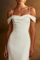 Load image into Gallery viewer, White Satin Mermaid Cold Shoulder Floor Length Wedding Dress
