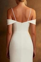 Load image into Gallery viewer, White Satin Mermaid Cold Shoulder Floor Length Wedding Dress