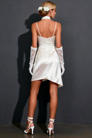 Load image into Gallery viewer, White Satin Bodycon Ruched Halter Short Wedding Dress