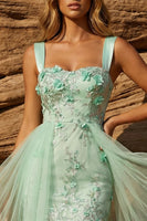 Load image into Gallery viewer, Floral Green Bodycon Corset Short Prom Dress with Cape