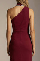 Load image into Gallery viewer, Sparkly Sheath Burgundy One Shoulder Long Formal Dress