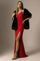 Load image into Gallery viewer, Elegant Red Mermaid One Shoulder Long Formal Dress with Slit