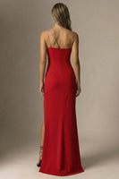 Load image into Gallery viewer, Elegant Red Mermaid One Shoulder Long Formal Dress with Slit
