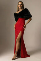 Load image into Gallery viewer, Elegant Red Mermaid One Shoulder Long Formal Dress with Slit