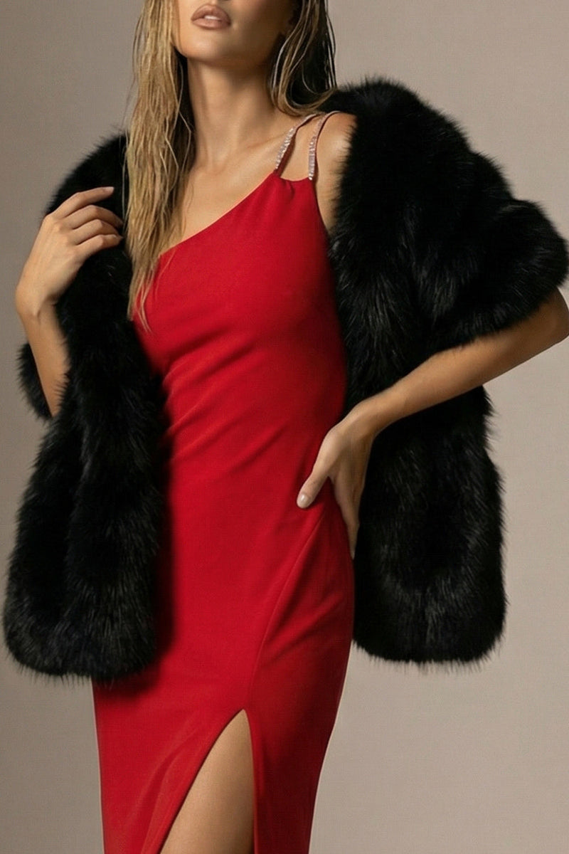 Load image into Gallery viewer, Elegant Red Mermaid One Shoulder Long Formal Dress with Slit