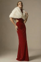 Load image into Gallery viewer, Dark Red Velvet High Neck Sheath Cut Out Long Formal Dress