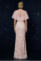 Load image into Gallery viewer, Floral Pink Spaghetti Straps Corset Long Sheath Prom Dress with Slit