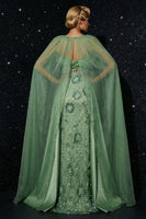 Load image into Gallery viewer, Floral Green Sheath Corset Spaghetti Straps Long Prom Dress with Slit