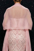Load image into Gallery viewer, Sparkly Pink Mermaid Sweetheart Long Corset Prom Dress with Slit