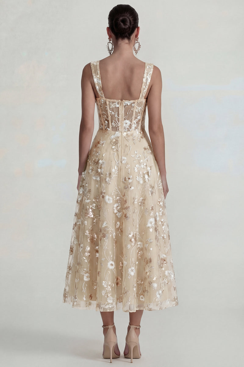 Load image into Gallery viewer, Pink Floral Square Neck Corset A Line Maxi Formal Dress