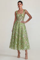 Load image into Gallery viewer, Pink Floral Square Neck Corset A Line Maxi Formal Dress