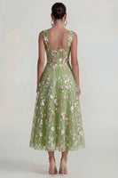 Load image into Gallery viewer, Pink Floral Square Neck Corset A Line Maxi Formal Dress