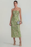 Load image into Gallery viewer, Sparkly Pink Floral Sheath Strapless Maxi Formal Dress
