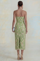 Load image into Gallery viewer, Sparkly Pink Floral Sheath Strapless Maxi Formal Dress