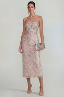Load image into Gallery viewer, Sparkly Pink Floral Sheath Strapless Maxi Formal Dress