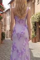 Load image into Gallery viewer, Yellow One Shoulder Long Floral Mermaid Prom Dress with Slit