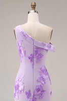 Load image into Gallery viewer, Yellow One Shoulder Long Floral Mermaid Prom Dress with Slit