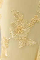 Load image into Gallery viewer, Yellow Spaghetti Straps Long Floral Mermaid Ruffled Prom Dress with Slit