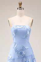 Load image into Gallery viewer, Yellow Tiered Ruffled Floral Spaghetti Straps Long A Line Prom Dress