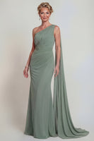 Load image into Gallery viewer, Dusty Sage Long One Shoulder Mermaid Evening Dress