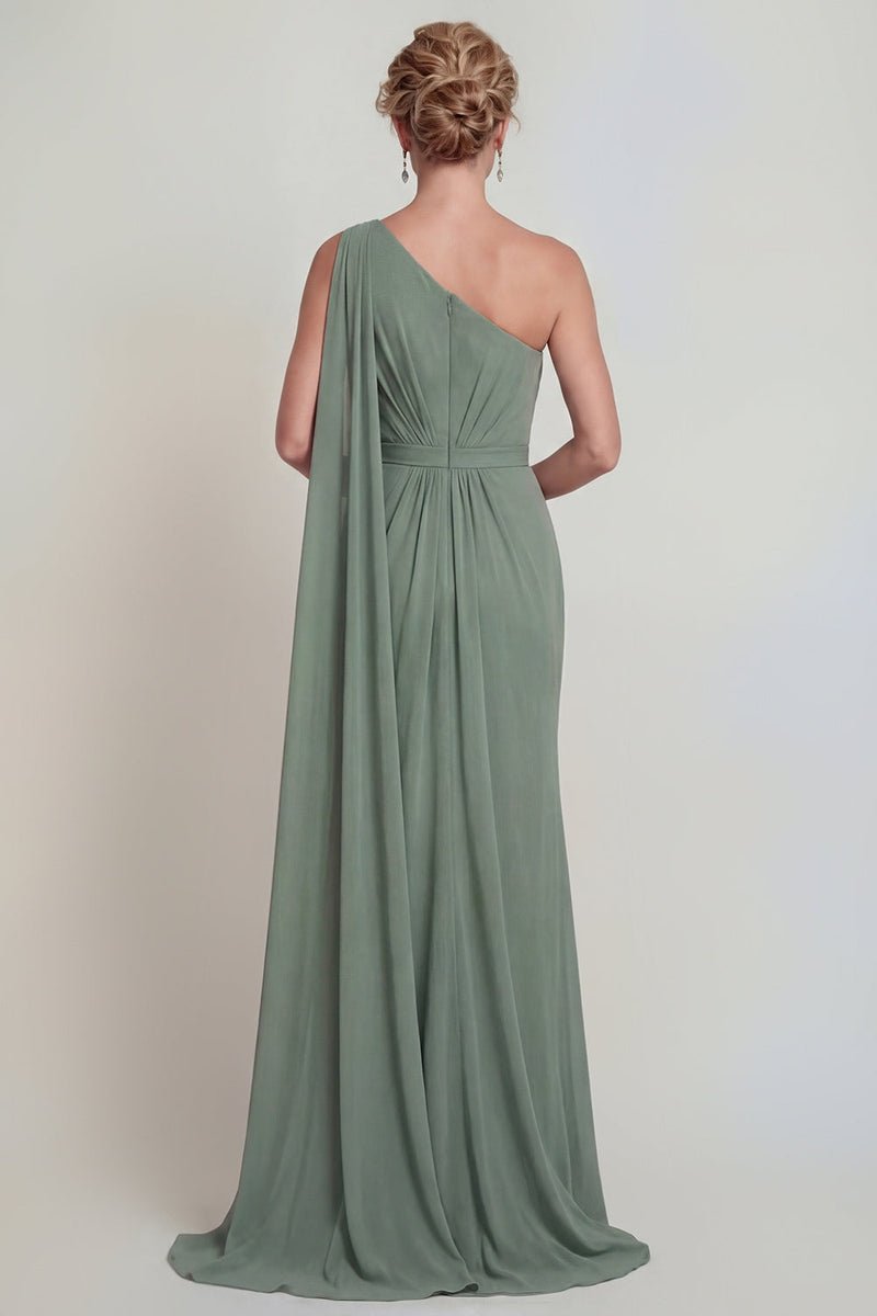 Load image into Gallery viewer, Dusty Sage Long One Shoulder Mermaid Evening Dress