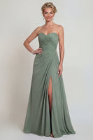 Load image into Gallery viewer, Dusty Sage Long Sweetheart A Line Evening Dress