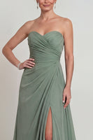 Load image into Gallery viewer, Dusty Sage Long Sweetheart A Line Evening Dress