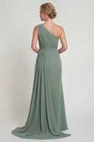 Load image into Gallery viewer, Mermaid Dusty Sage One Shoulder Long Evening Dress