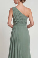 Load image into Gallery viewer, Mermaid Dusty Sage One Shoulder Long Evening Dress