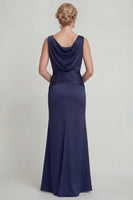 Load image into Gallery viewer, Mermaid Navy Long Bateau Neck Evening Dress
