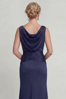 Load image into Gallery viewer, Mermaid Navy Long Bateau Neck Evening Dress
