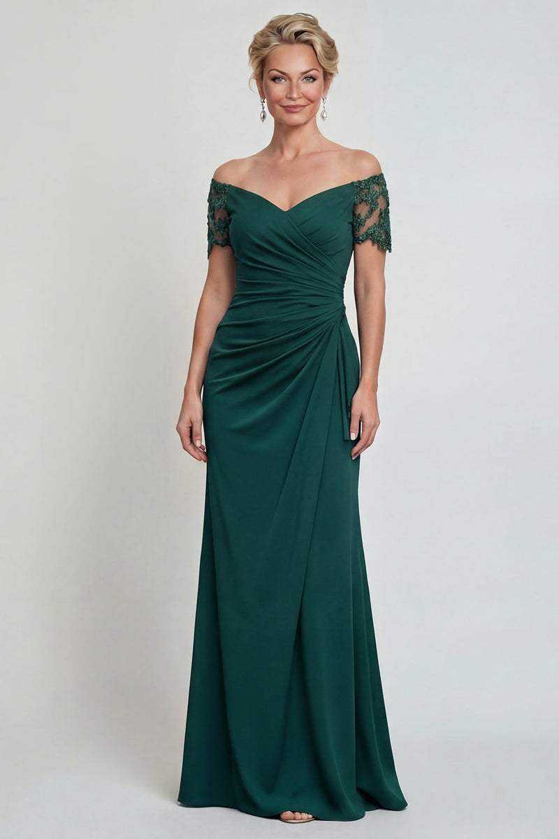Load image into Gallery viewer, Mermaid Dark Green Long Off the Shoulder Evening Dress with Lace